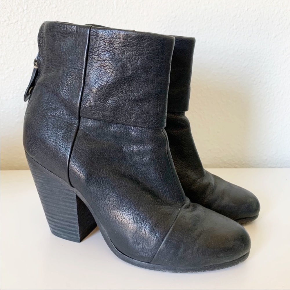 Rag & Bone Newbury Leather Ankle Boots Black Size 36